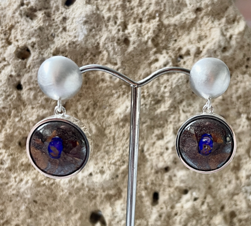 Boulder-Opal Ohrstecker 925 Silber